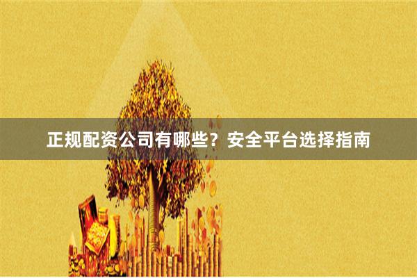 正规配资公司有哪些？安全平台选择指南
